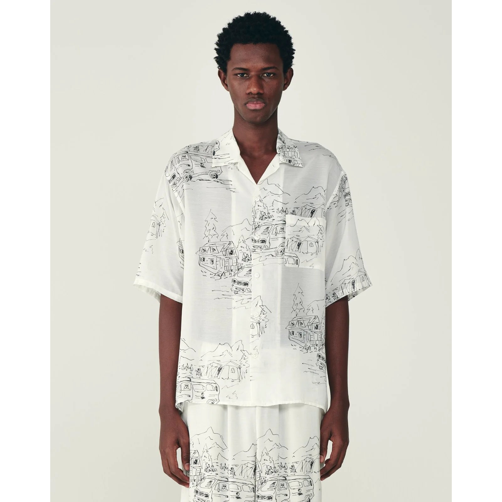 Cupro Silk Loan / Open Collar S/S Shirt