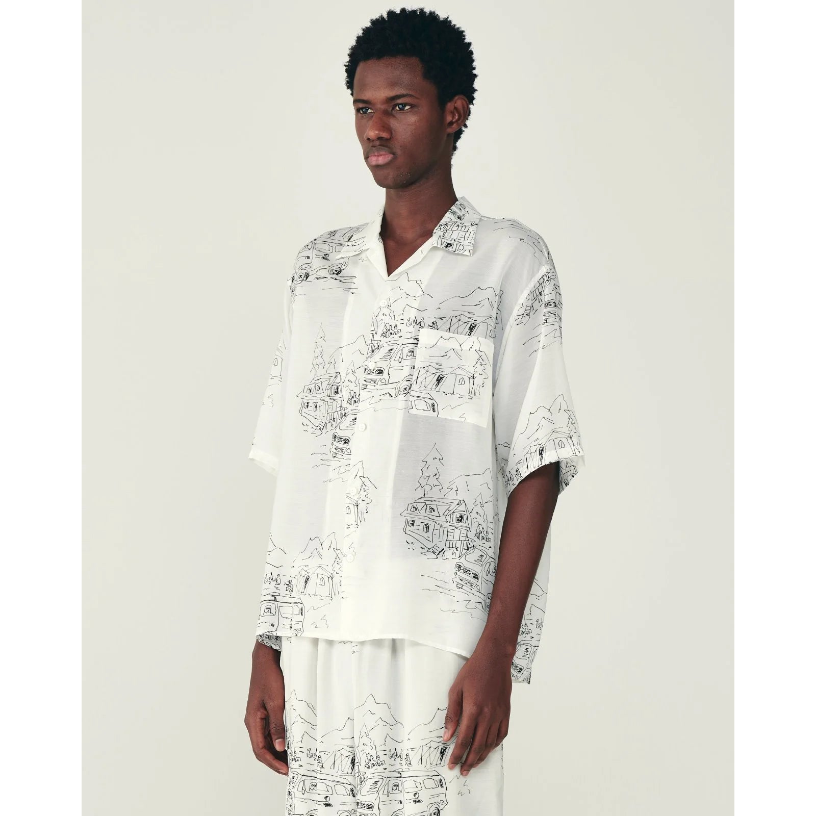 Cupro Silk Loan / Open Collar S/S Shirt