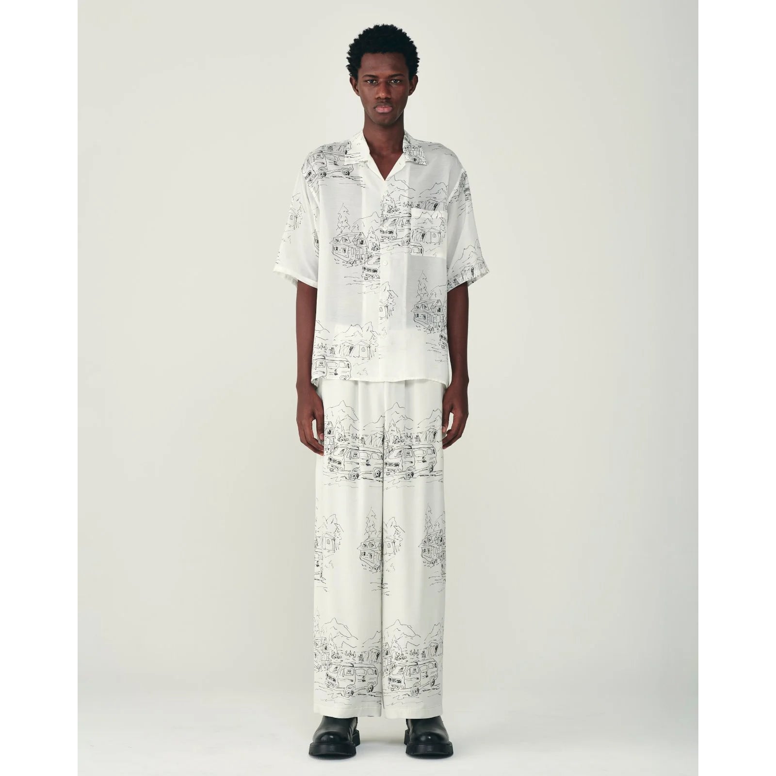 Cupro Silk Loan / Open Collar S/S Shirt
