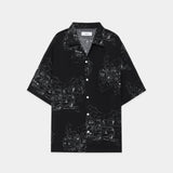 Cupro Silk Loan / Open Collar S/S Shirt BLACK VANAGON