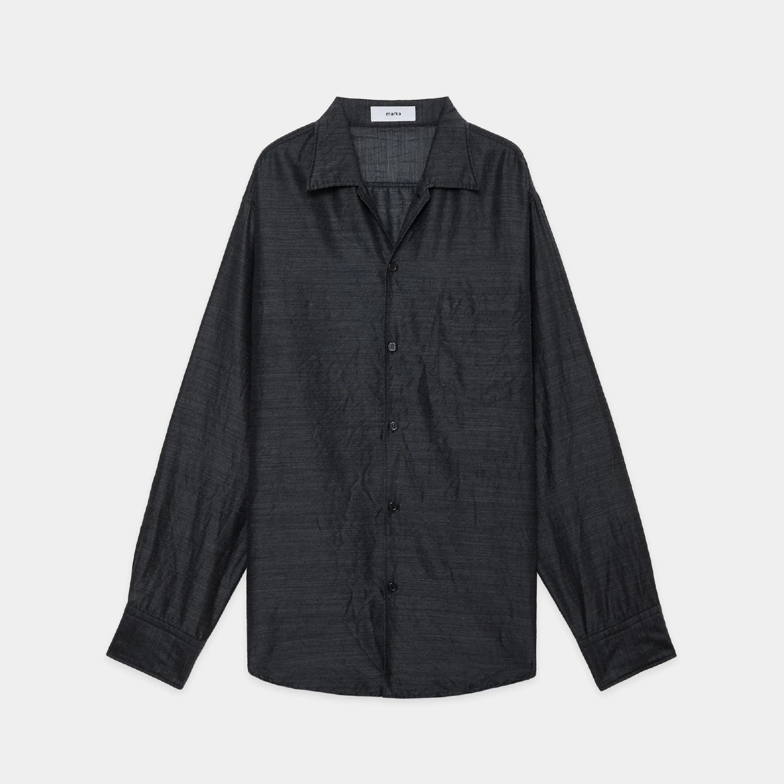 Silk/Wool Feather Twill / Open Collar L/S Shirt