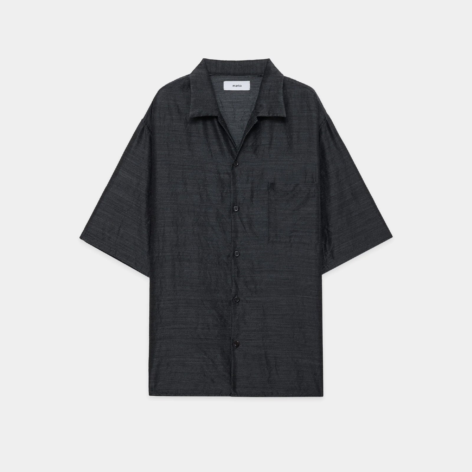 Silk/Wool Feather Twill / Open Collar S/S Shirt