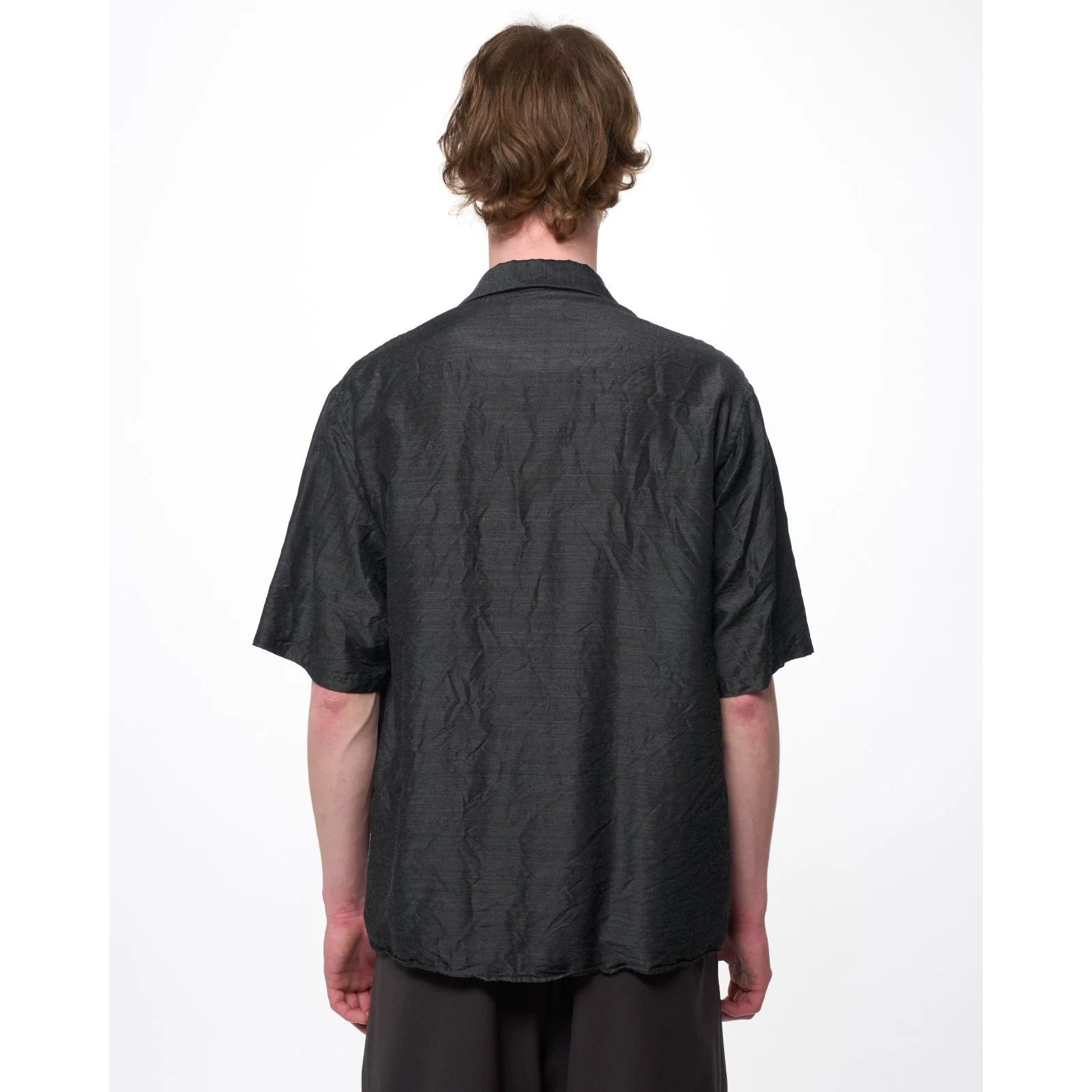 Silk/Wool Feather Twill / Open Collar S/S Shirt