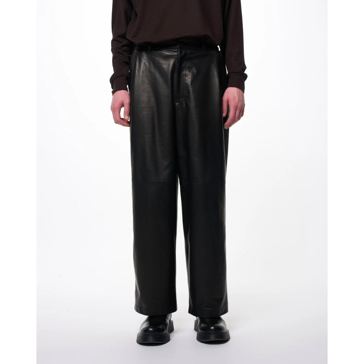 Glazed Sheepskin / Single Pleat Wide Trousers