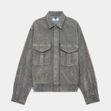 Velvet-Flocked Organic Cotton Denim / Canadian Military Work Jacket GREIGE