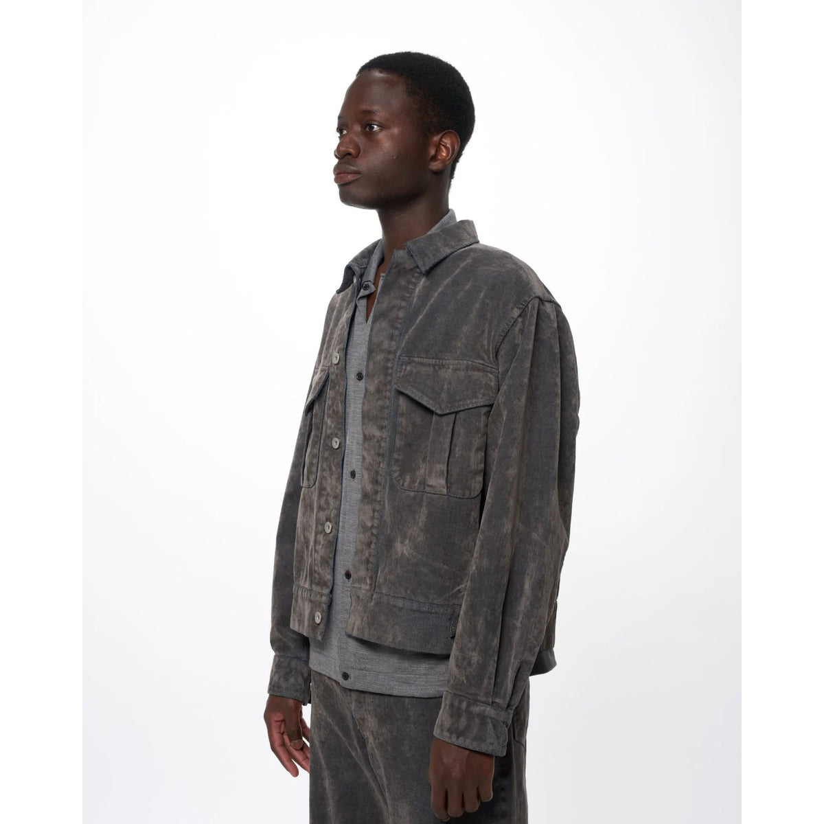 Velvet-Flocked Organic Cotton Denim / Canadian Military Work Jacket
