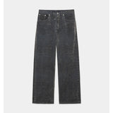 Velvet-Flocked Organic Cotton Denim / Cylinder Fit Jeans GRAY