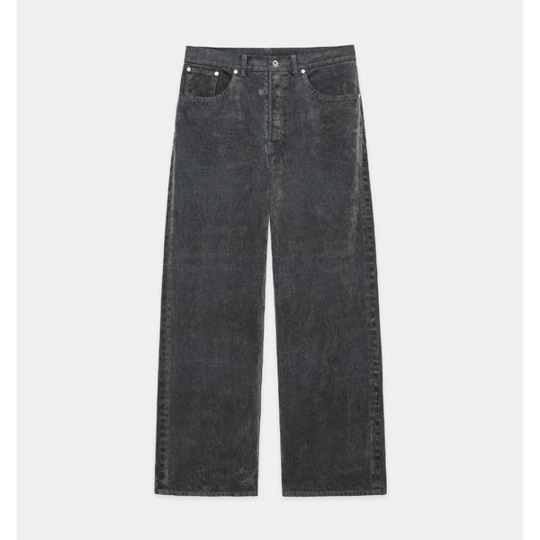 Velvet-Flocked Organic Cotton Denim / Cylinder Fit Jeans