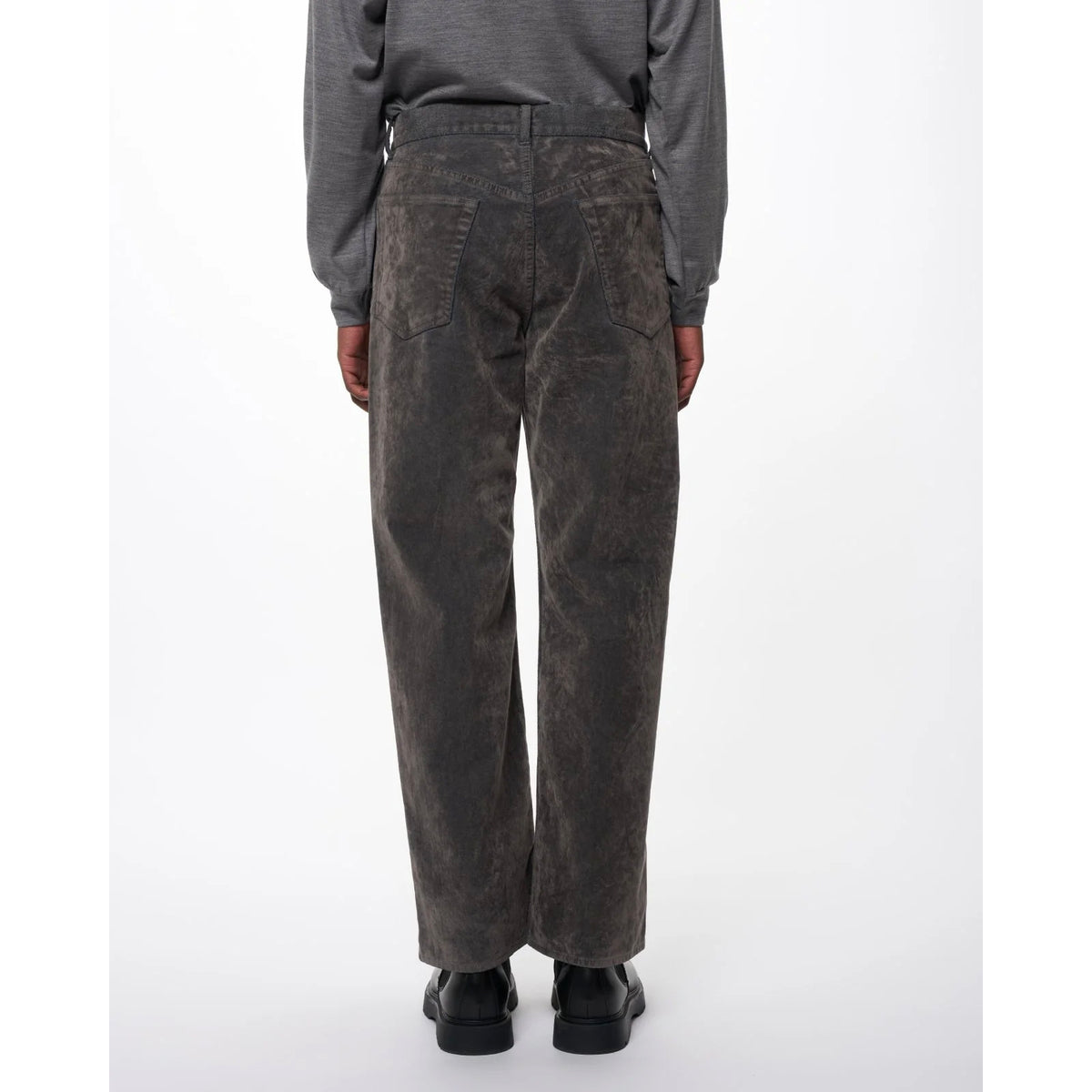 Velvet-Flocked Organic Cotton Denim / Cylinder Fit Jeans