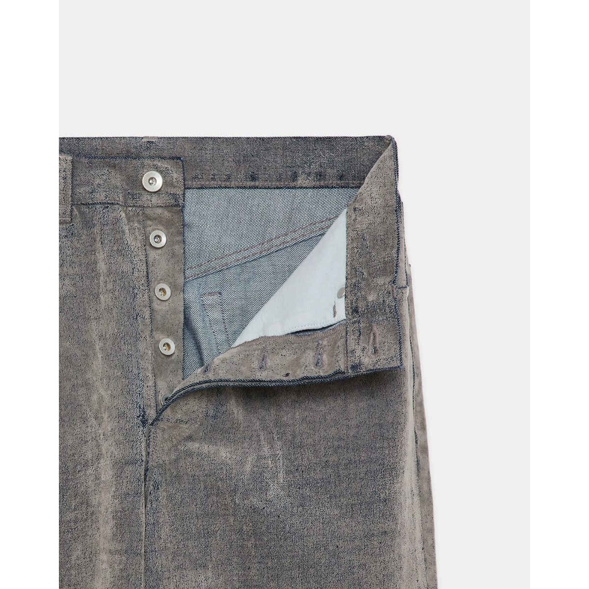 Velvet-Flocked Organic Cotton Denim / Cylinder Fit Jeans