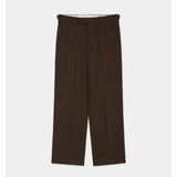 Tumbled Wool Serge / Regular Fit Straight Trousers BROWN bird’s-eye