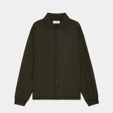 Super 100s Washable Wool Jersey / Shirt Cardigan DARK OLIVE