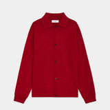 Super 100s Washable Wool Jersey / Shirt Cardigan RED