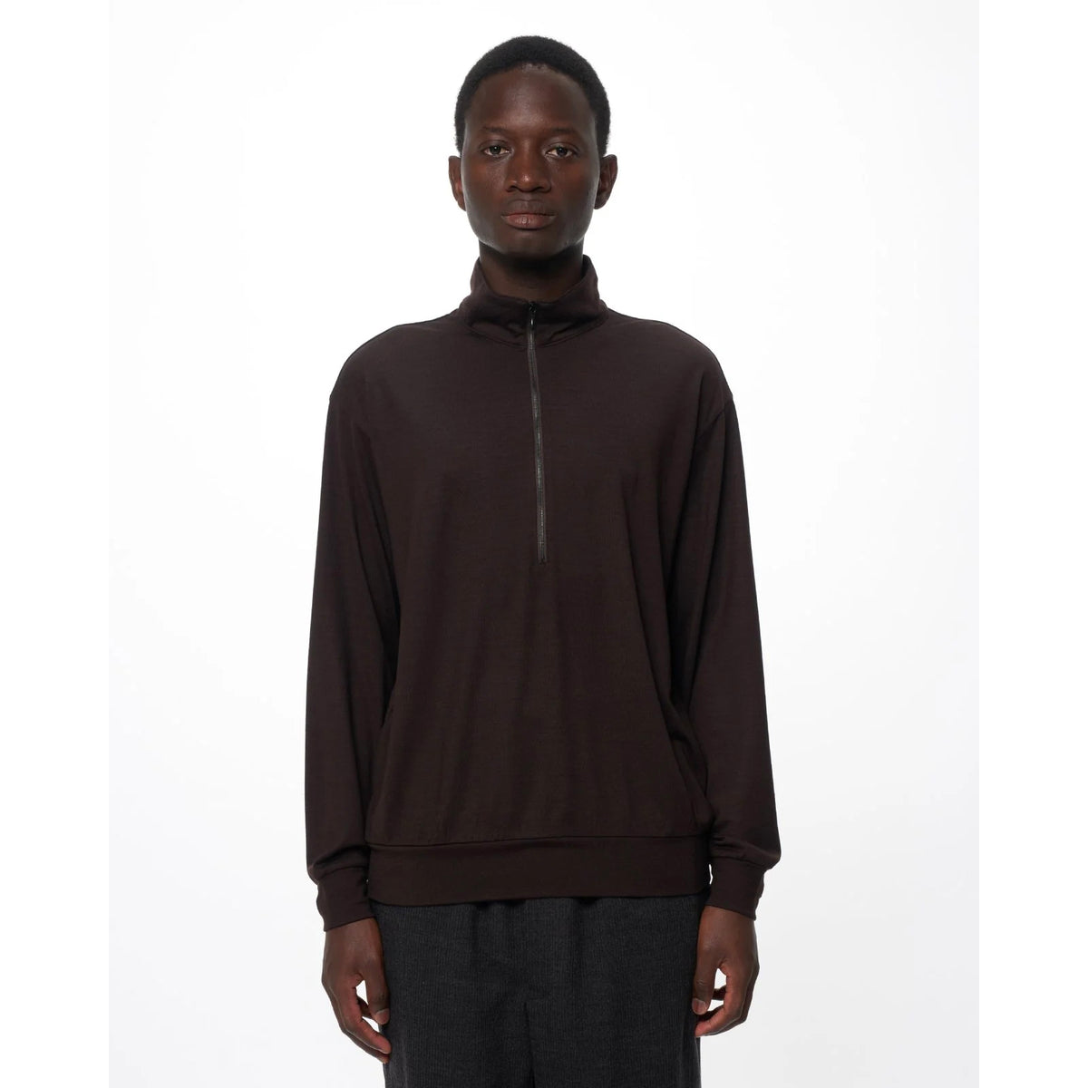 Super 100s Washable Wool Jersey / Half-Zip Stand