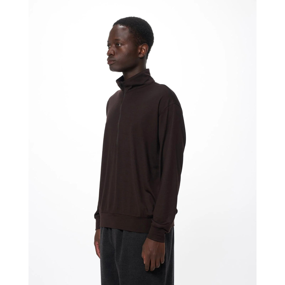 Super 100s Washable Wool Jersey / Half-Zip Stand