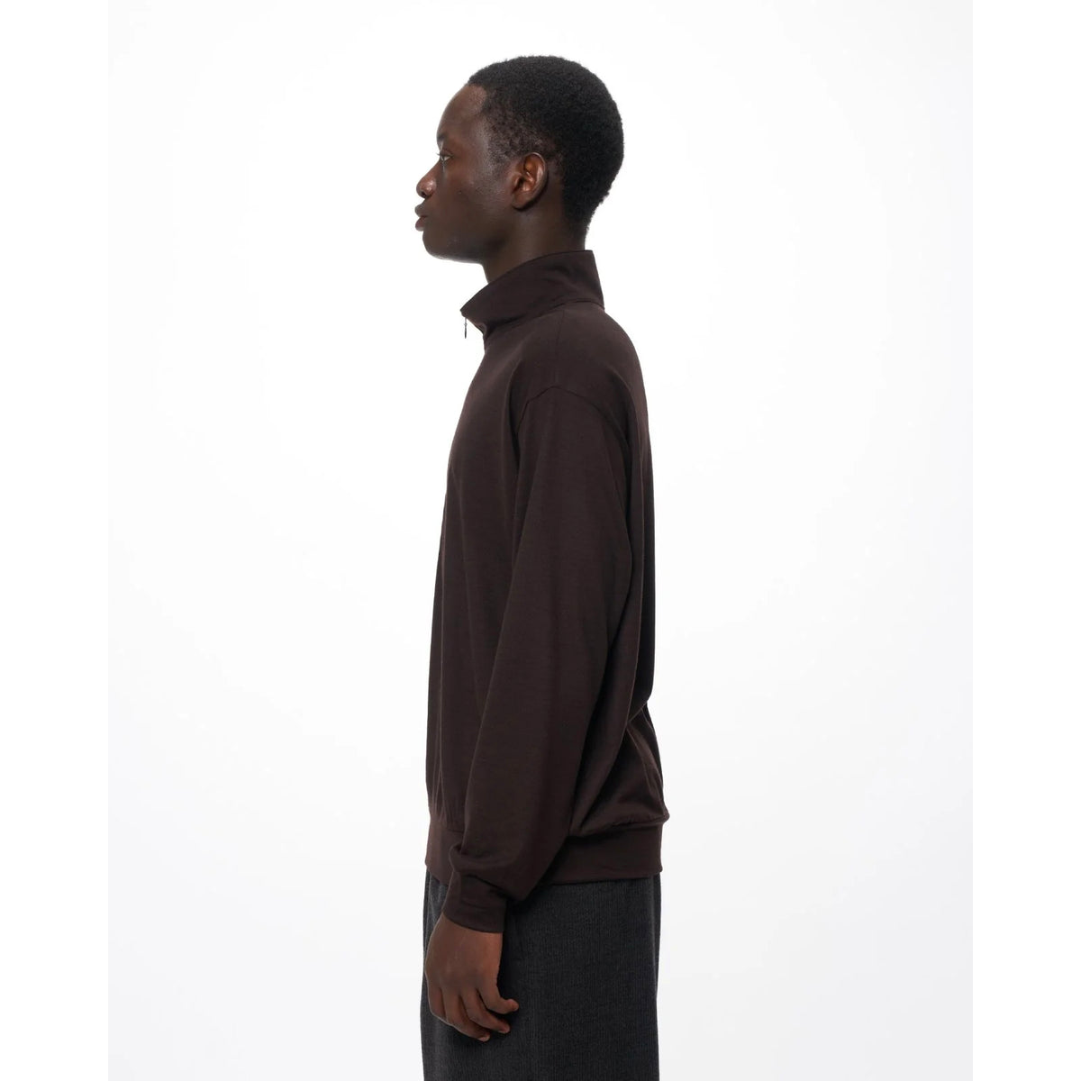 Super 100s Washable Wool Jersey / Half-Zip Stand