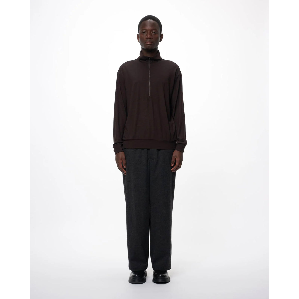 Super 100s Washable Wool Jersey / Half-Zip Stand