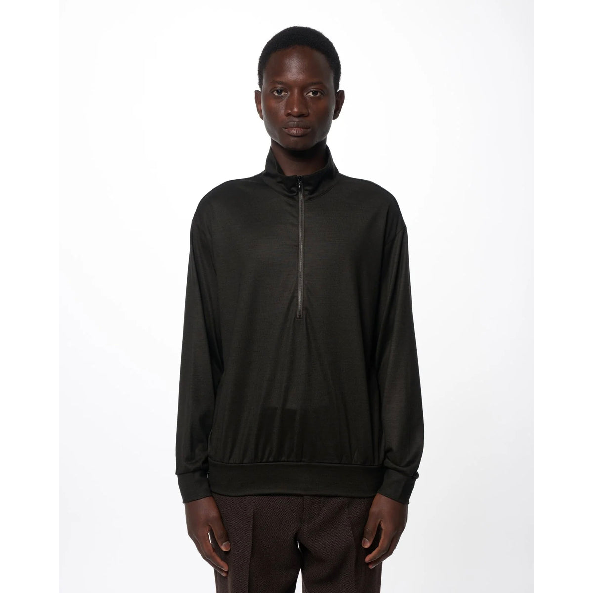Super 100s Washable Wool Jersey / Half-Zip Stand