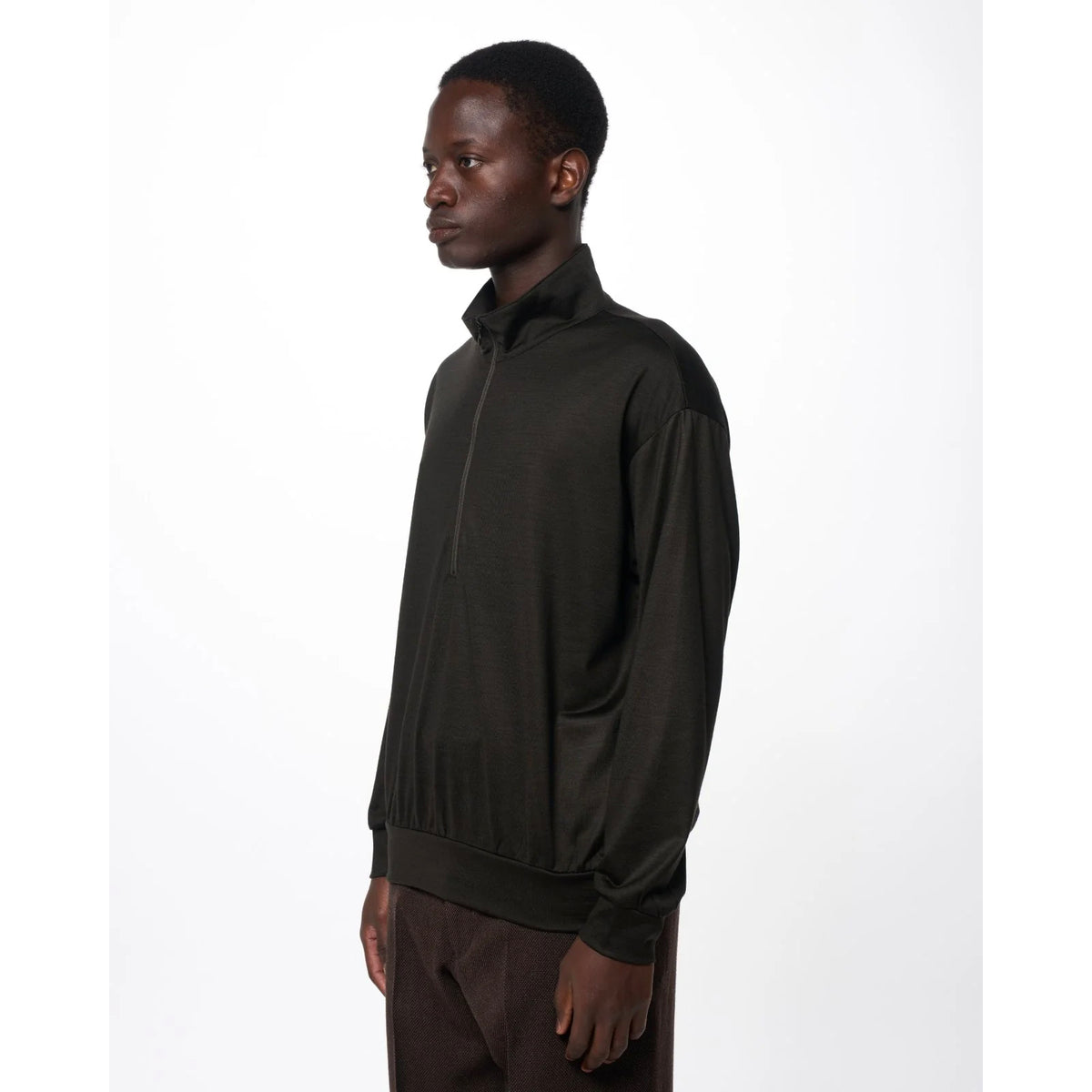 Super 100s Washable Wool Jersey / Half-Zip Stand