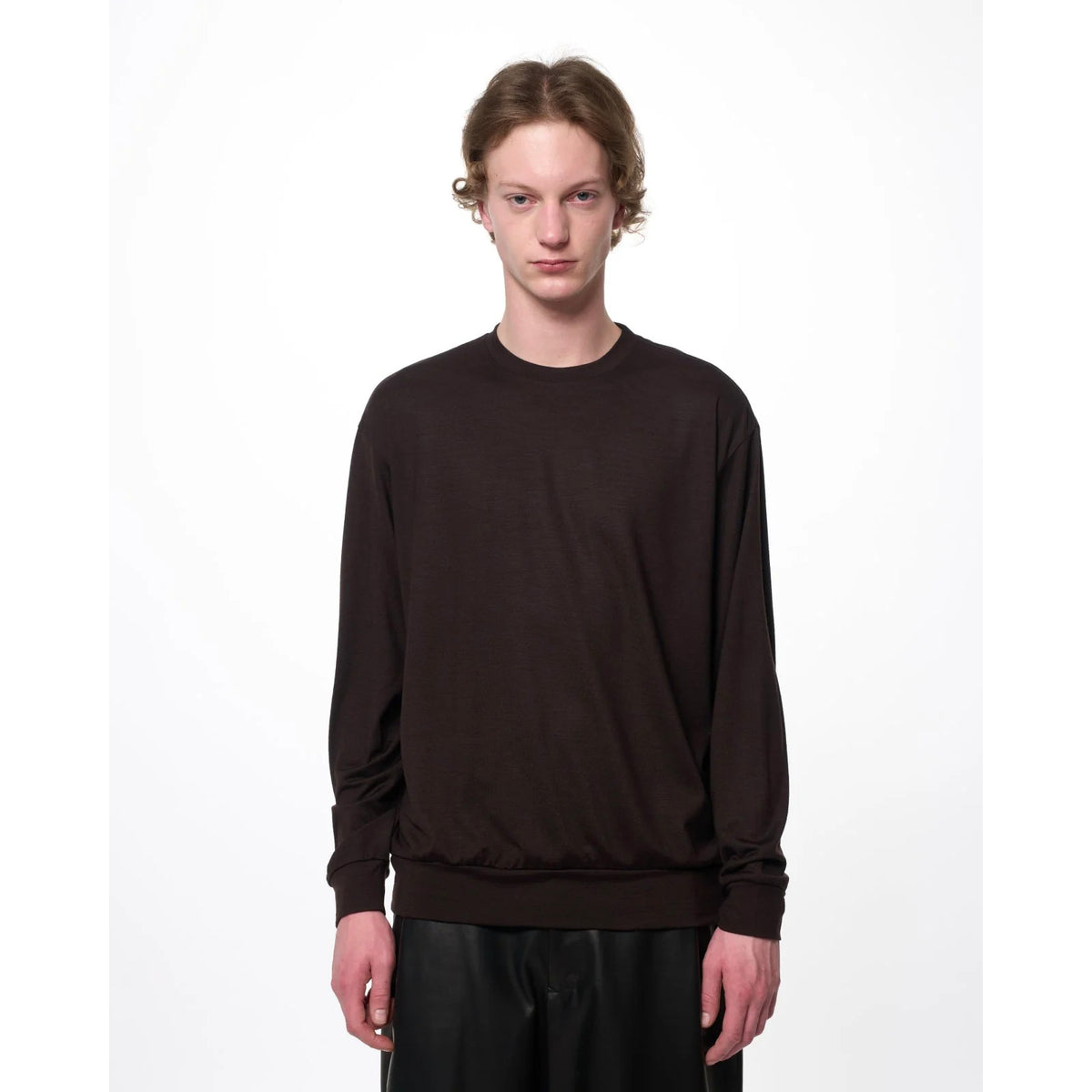 Super 100s Washable Wool Jersey / Crew Neck L/S Tee