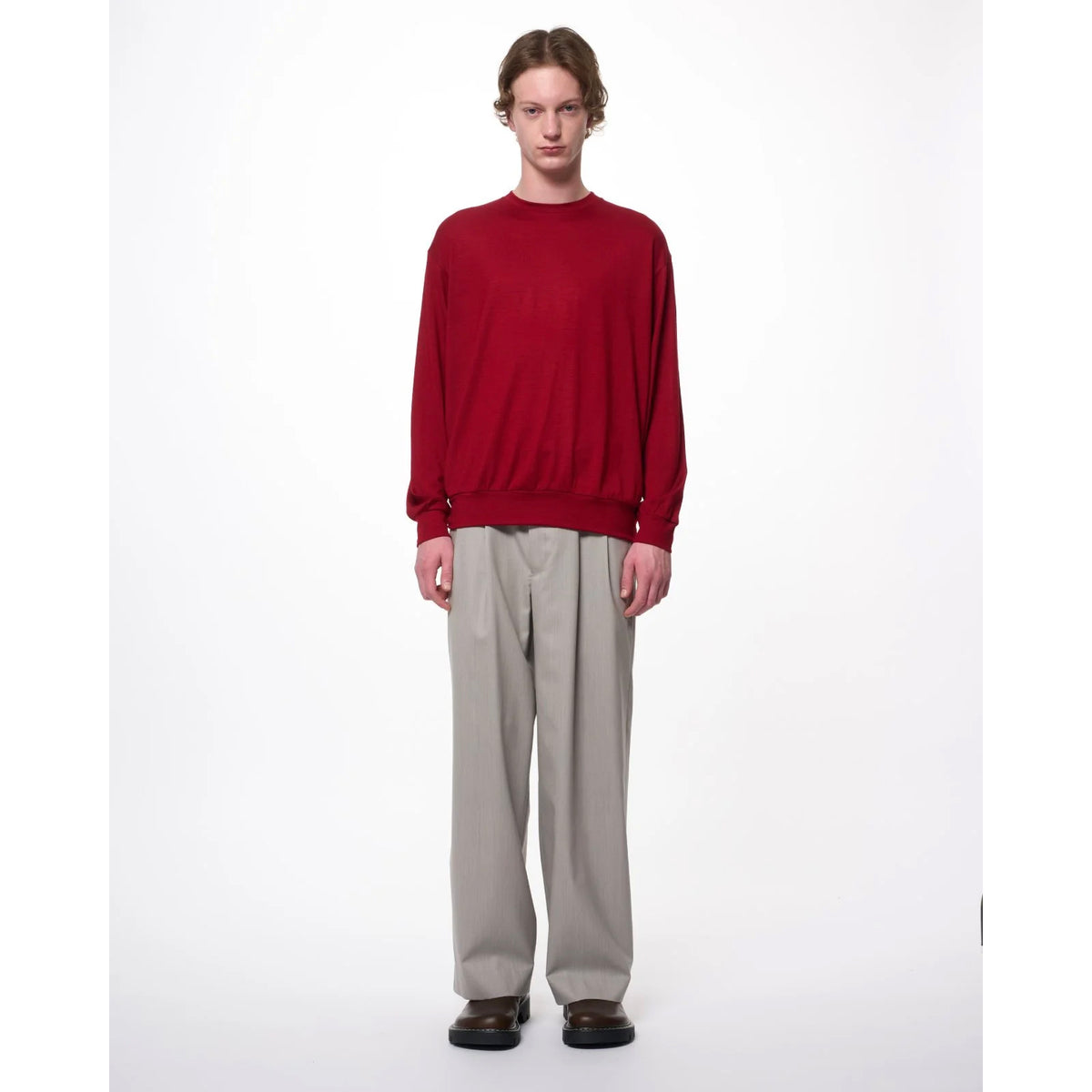 Super 100s Washable Wool Jersey / Crew Neck L/S Tee