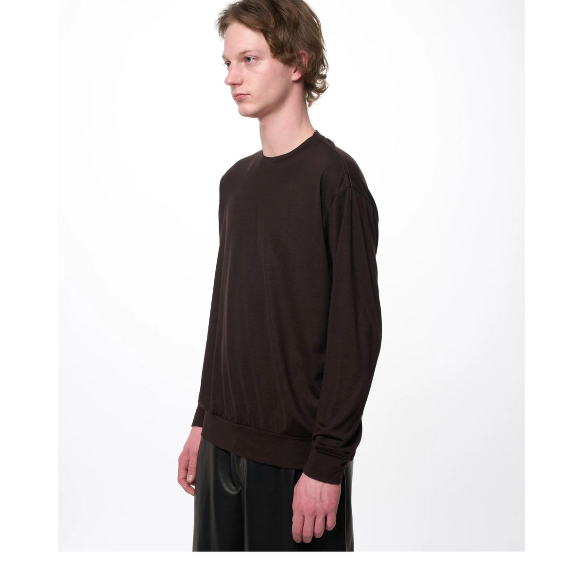 Super 100s Washable Wool Jersey / Crew Neck L/S Tee