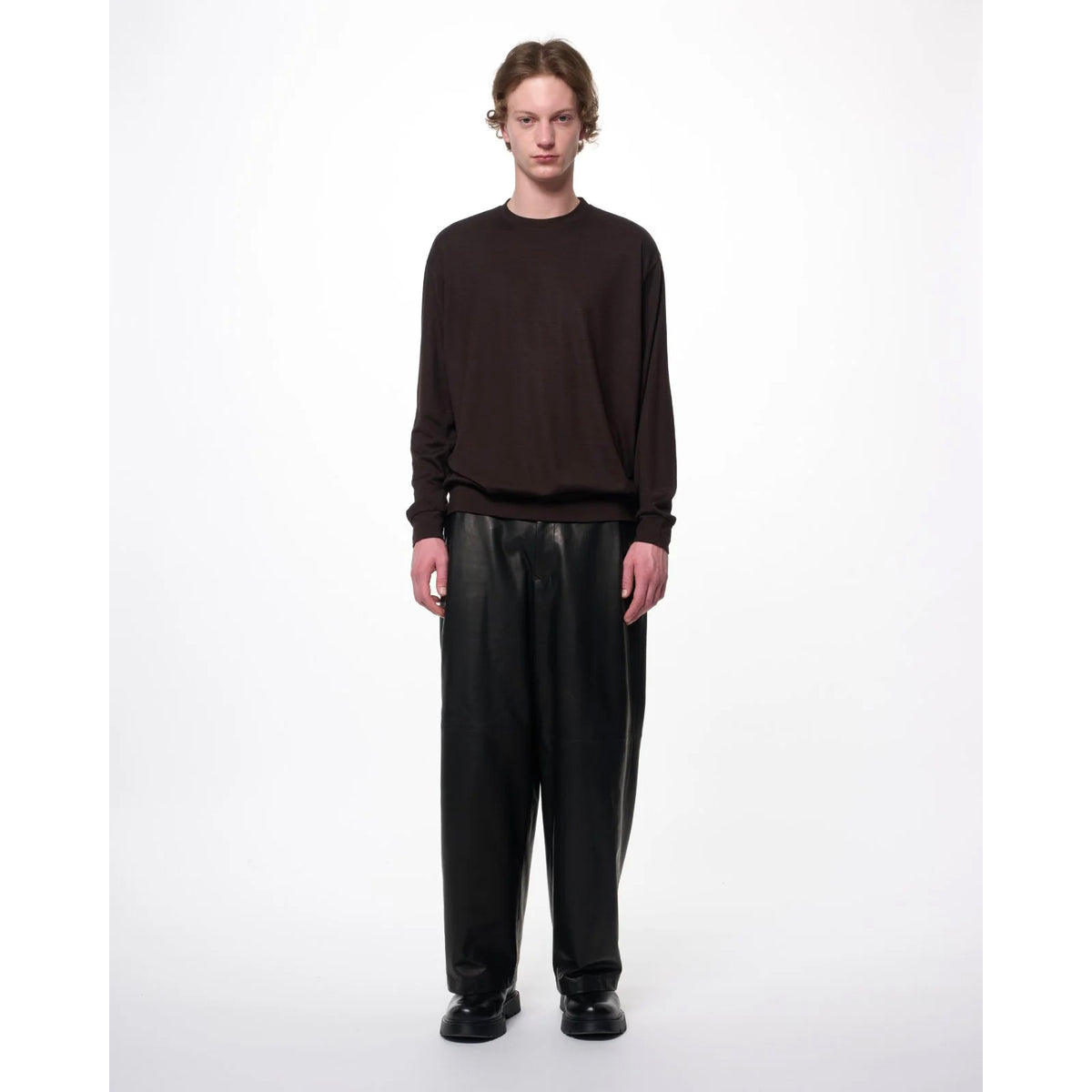 Super 100s Washable Wool Jersey / Crew Neck L/S Tee