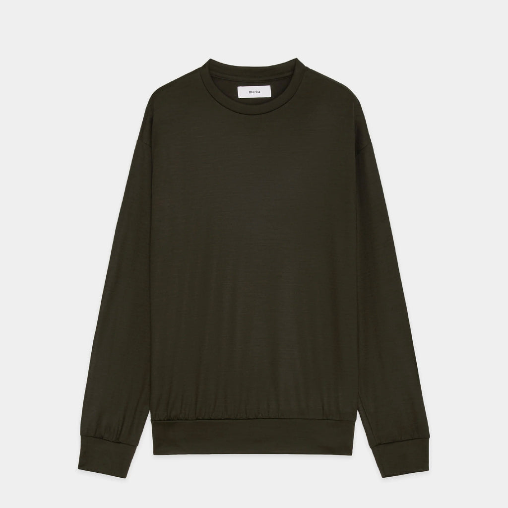Super 100s Washable Wool Jersey / Crew Neck L/S Tee