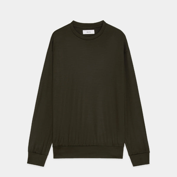 Super 100s Washable Wool Jersey / Crew Neck L/S Tee