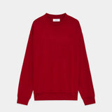Super 100s Washable Wool Jersey / Crew Neck L/S Tee RED