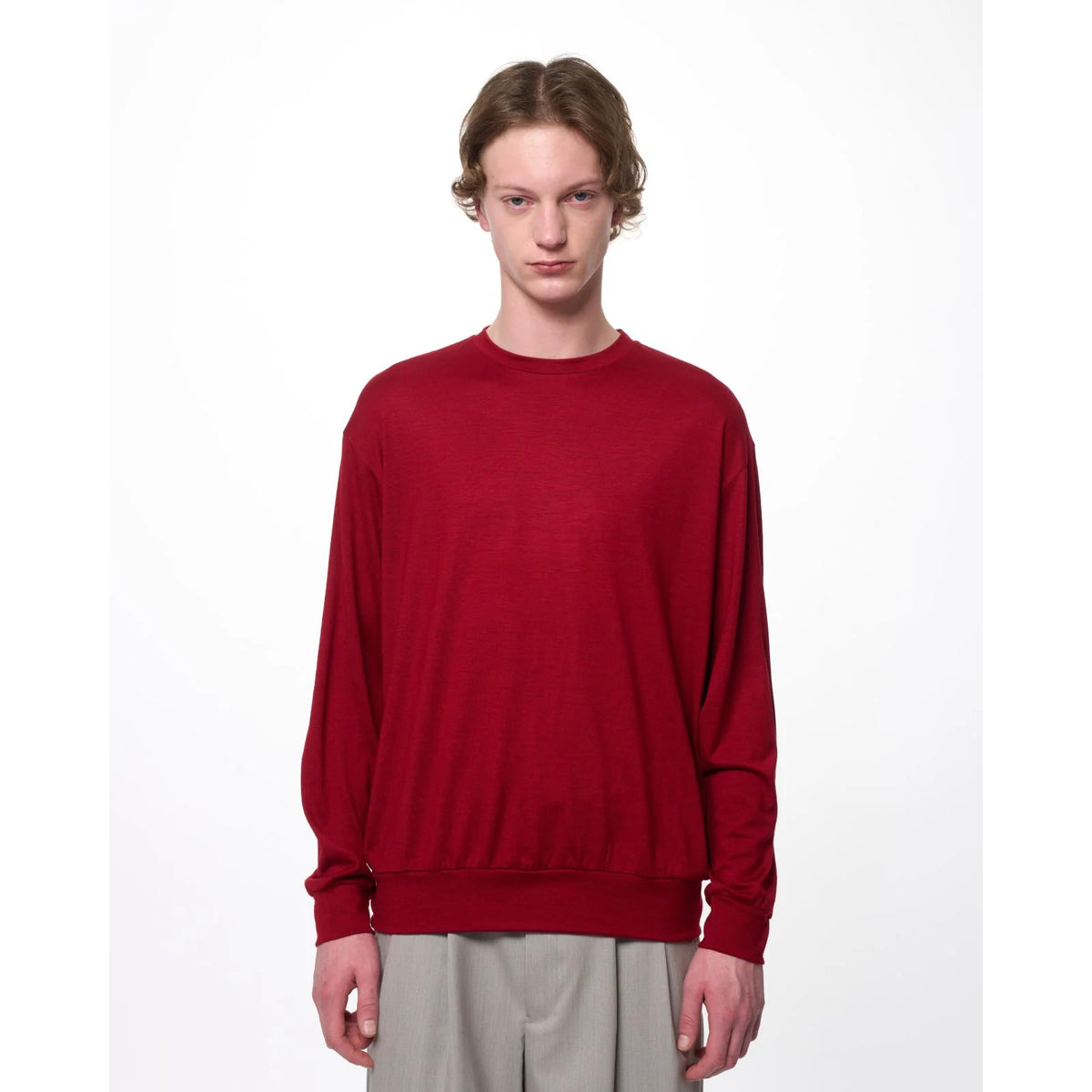 Super 100s Washable Wool Jersey / Crew Neck L/S Tee
