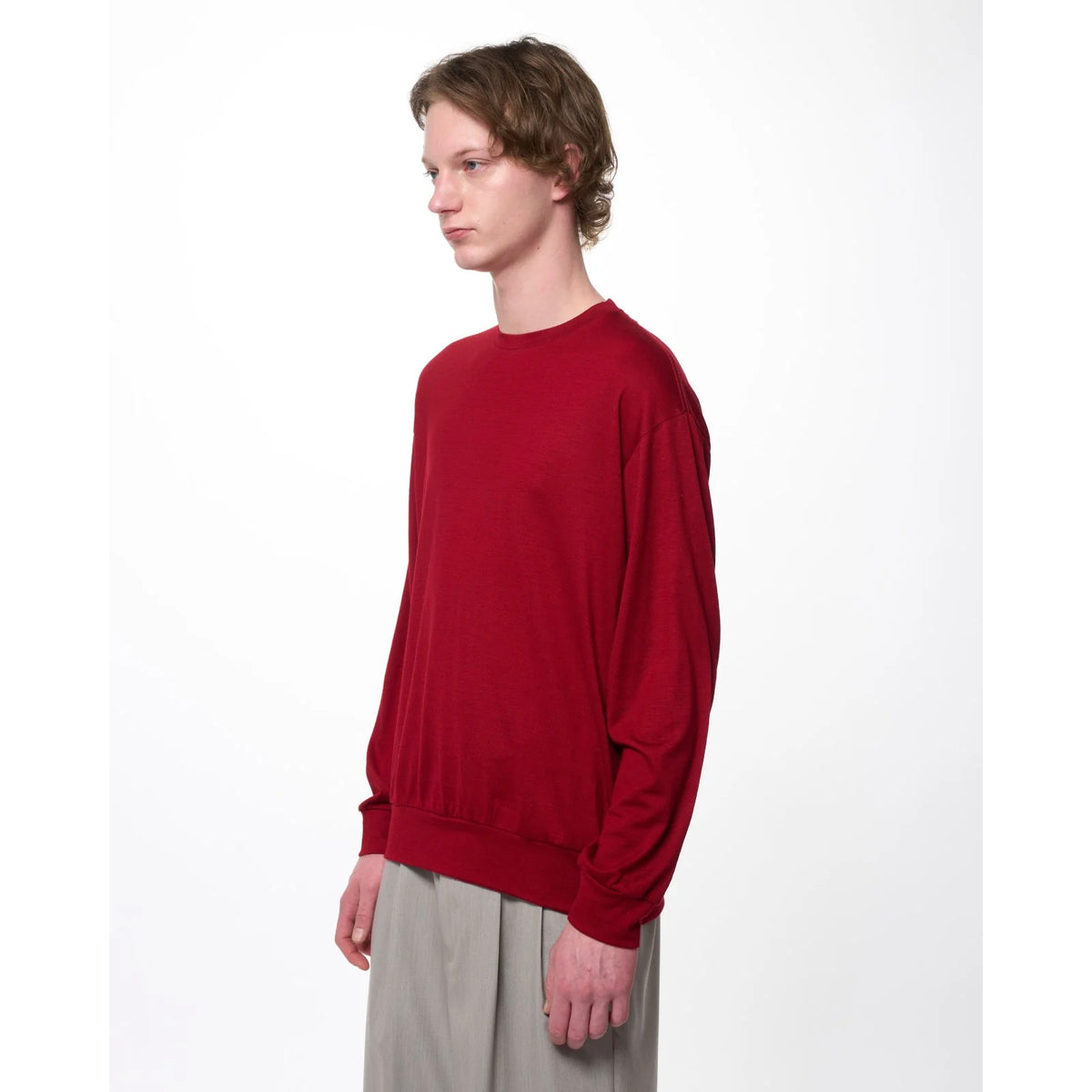 Super 100s Washable Wool Jersey / Crew Neck L/S Tee