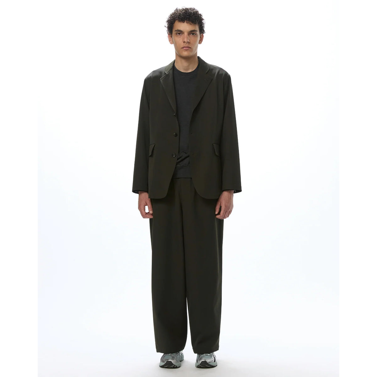 Wool Gabardine Washer Tumbler / Wide Cylinder Fit Easy Pants
