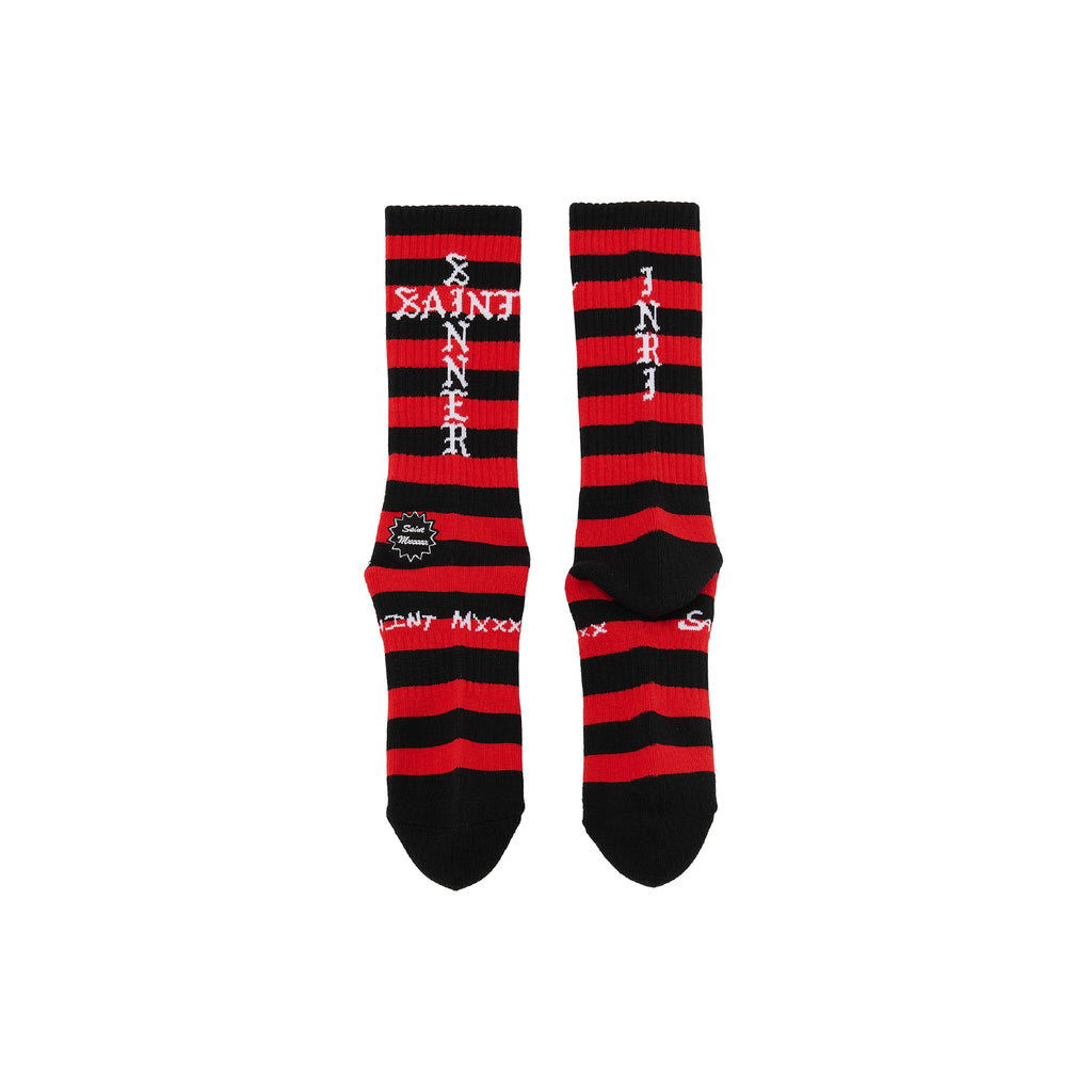 SOCKS / BORDER / BLACK+RED
