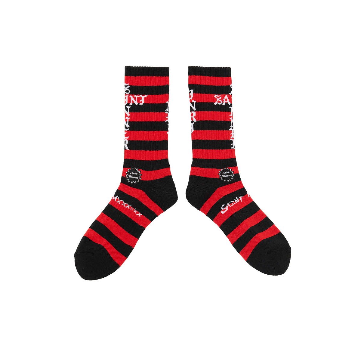 SOCKS / BORDER / BLACK+RED