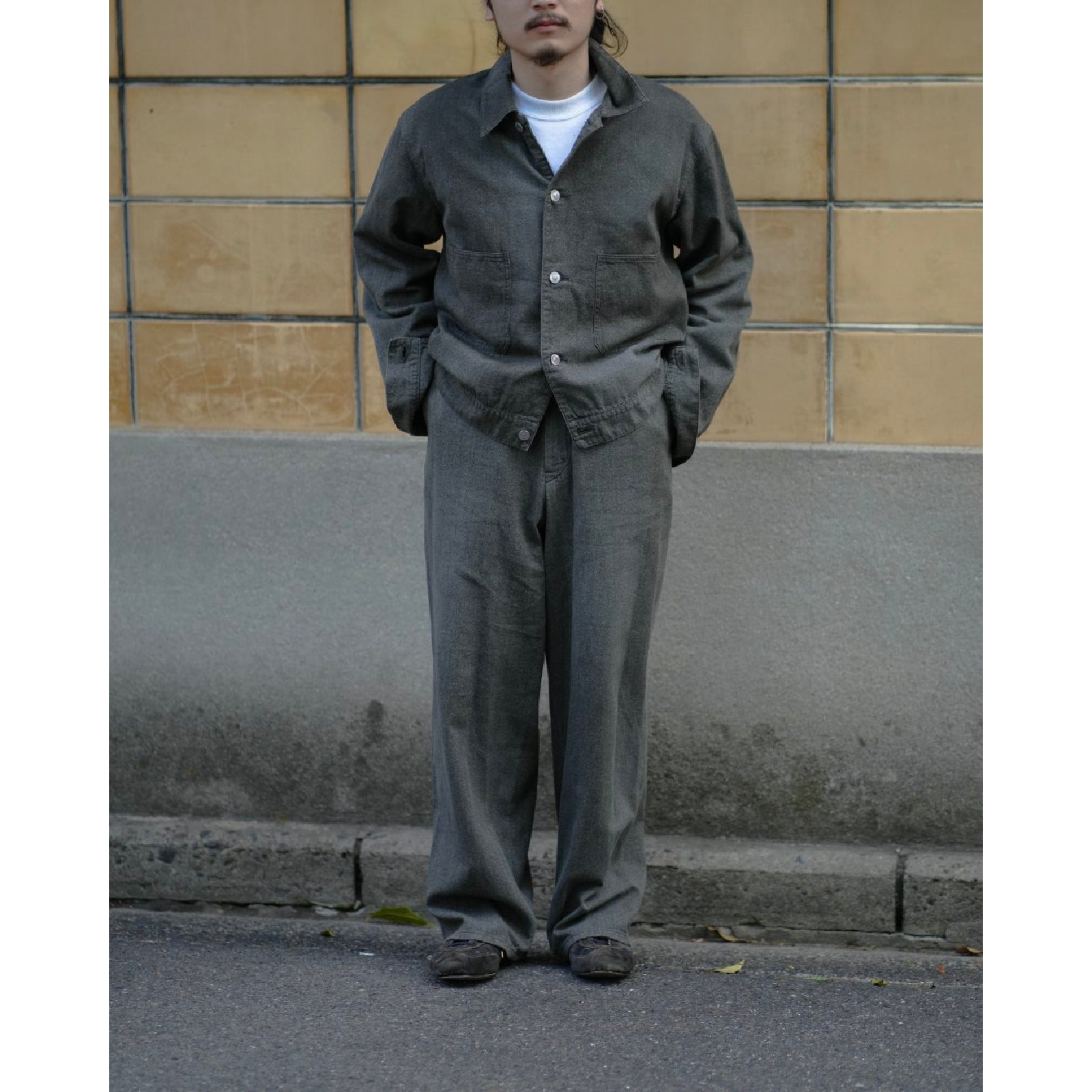 Vintage Black Chambray Work Jacket