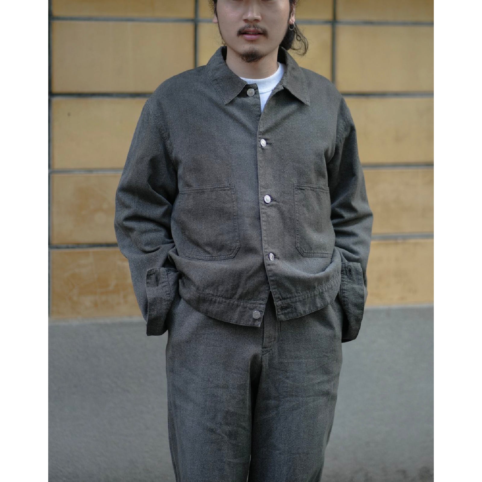 Vintage Black Chambray Work Jacket