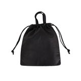DA114 / DOUBLE FACED DRAWSTRING POUCH + HANDLE M BLACK