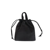 DA113 / DOUBLE FACED DRAWSTRING POUCH + HANDLE S BLACK