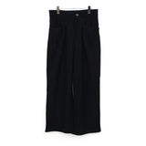 WOOL CUT WIDE TUCK SLACKS BLACK