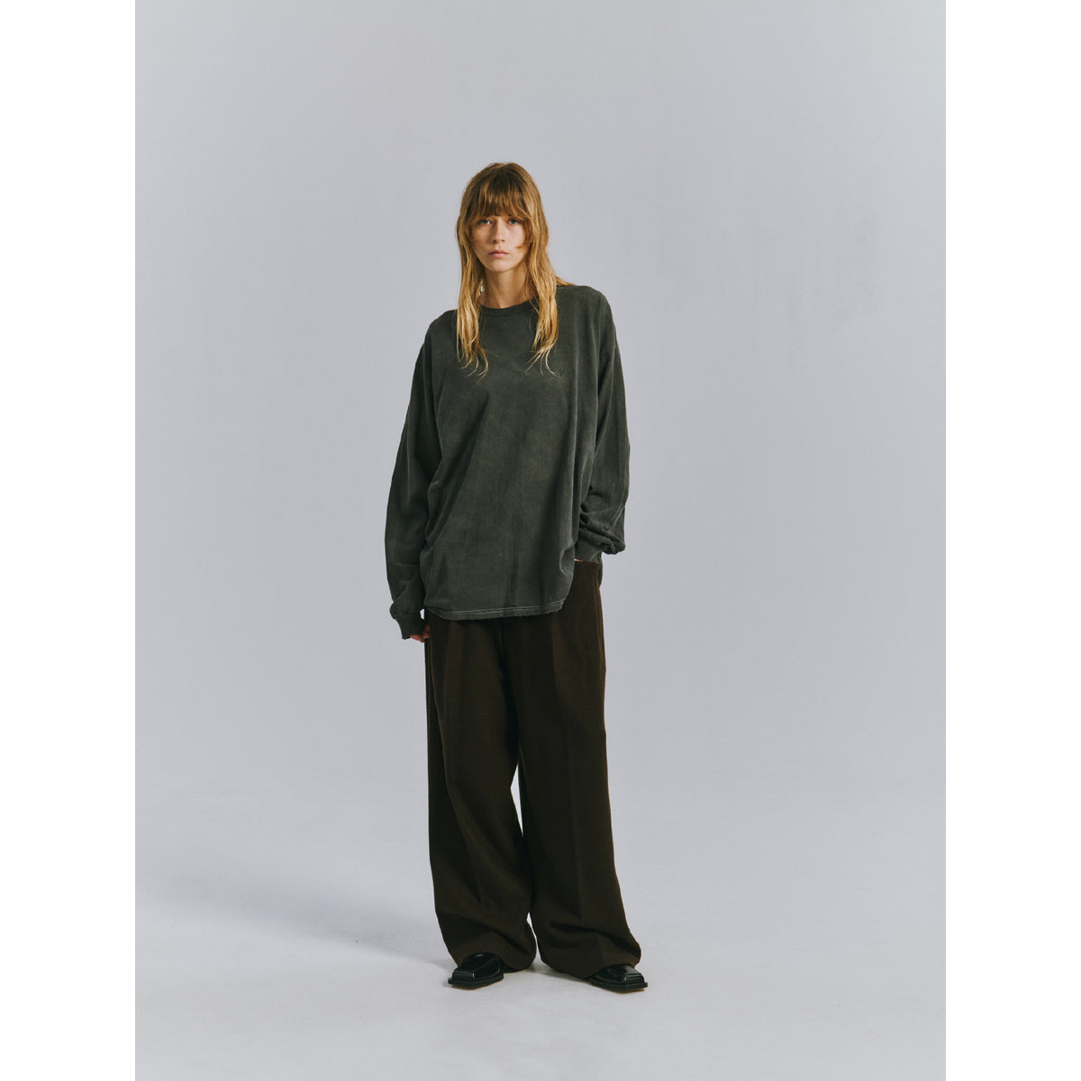 WOOL CUT WIDE TUCK SLACKS