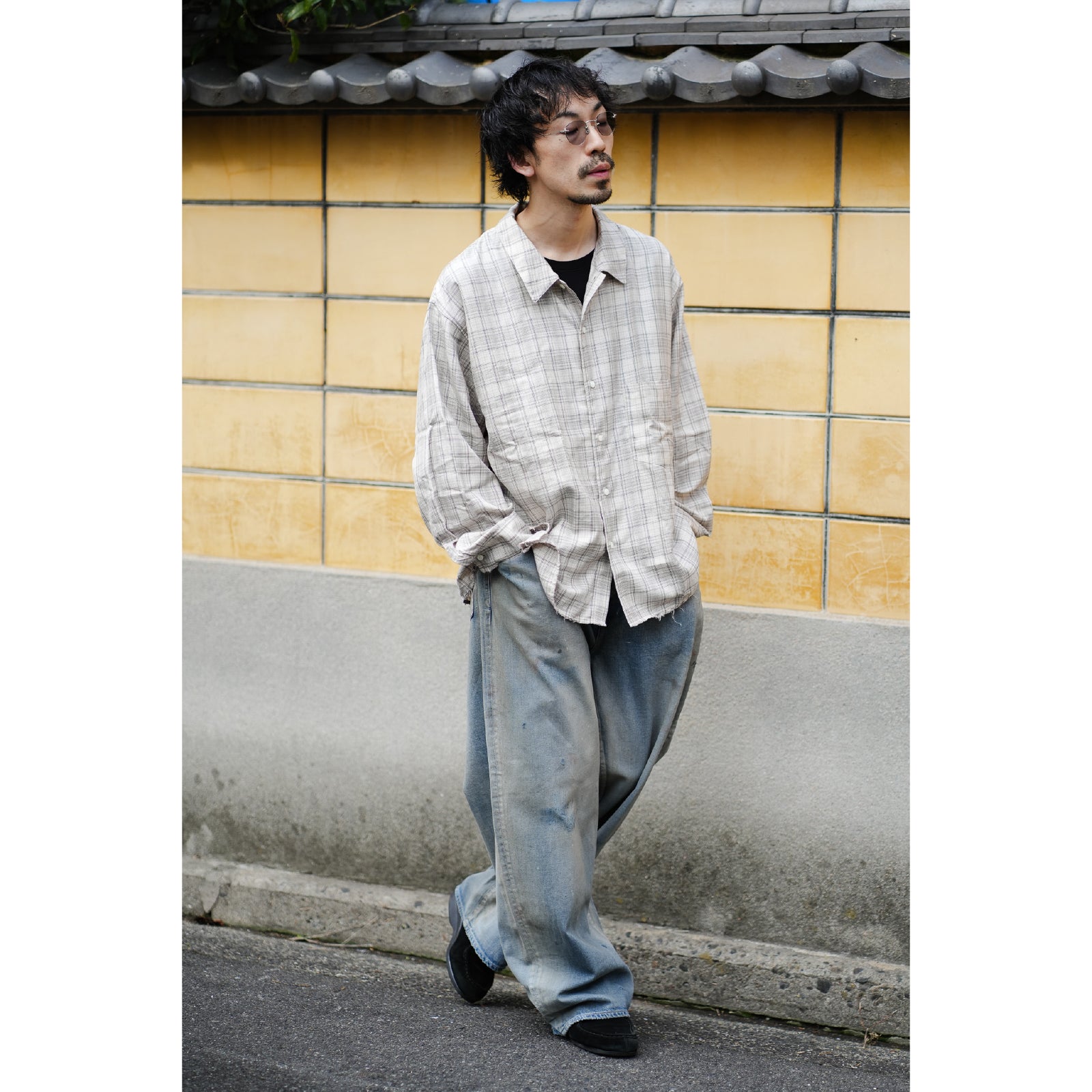 AGING RAYON CHECK SHIRT
