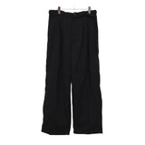 LINEN POPLIN BELT-LESS SLACKS BLACK
