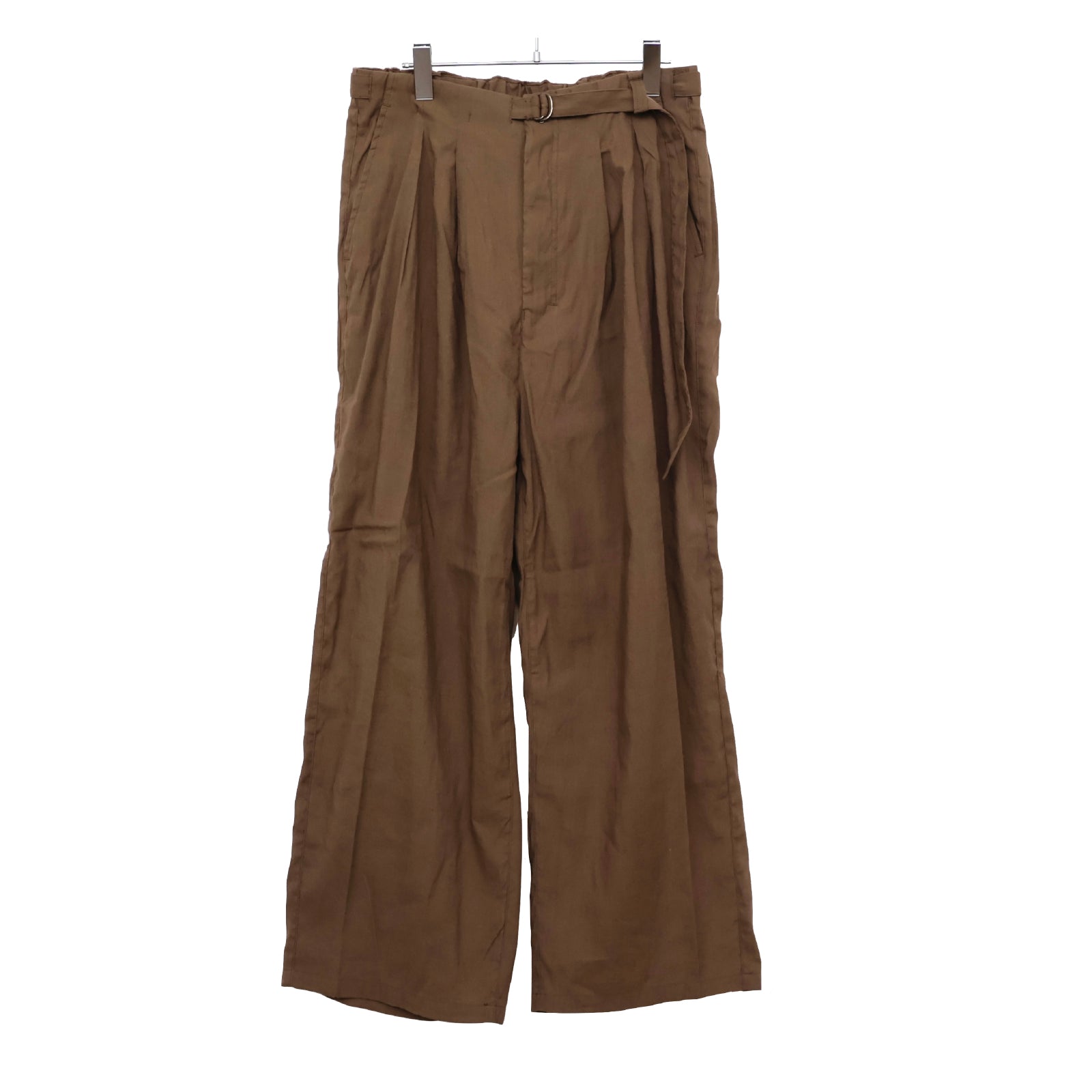 LINEN POPLIN BELT-LESS SLACKS