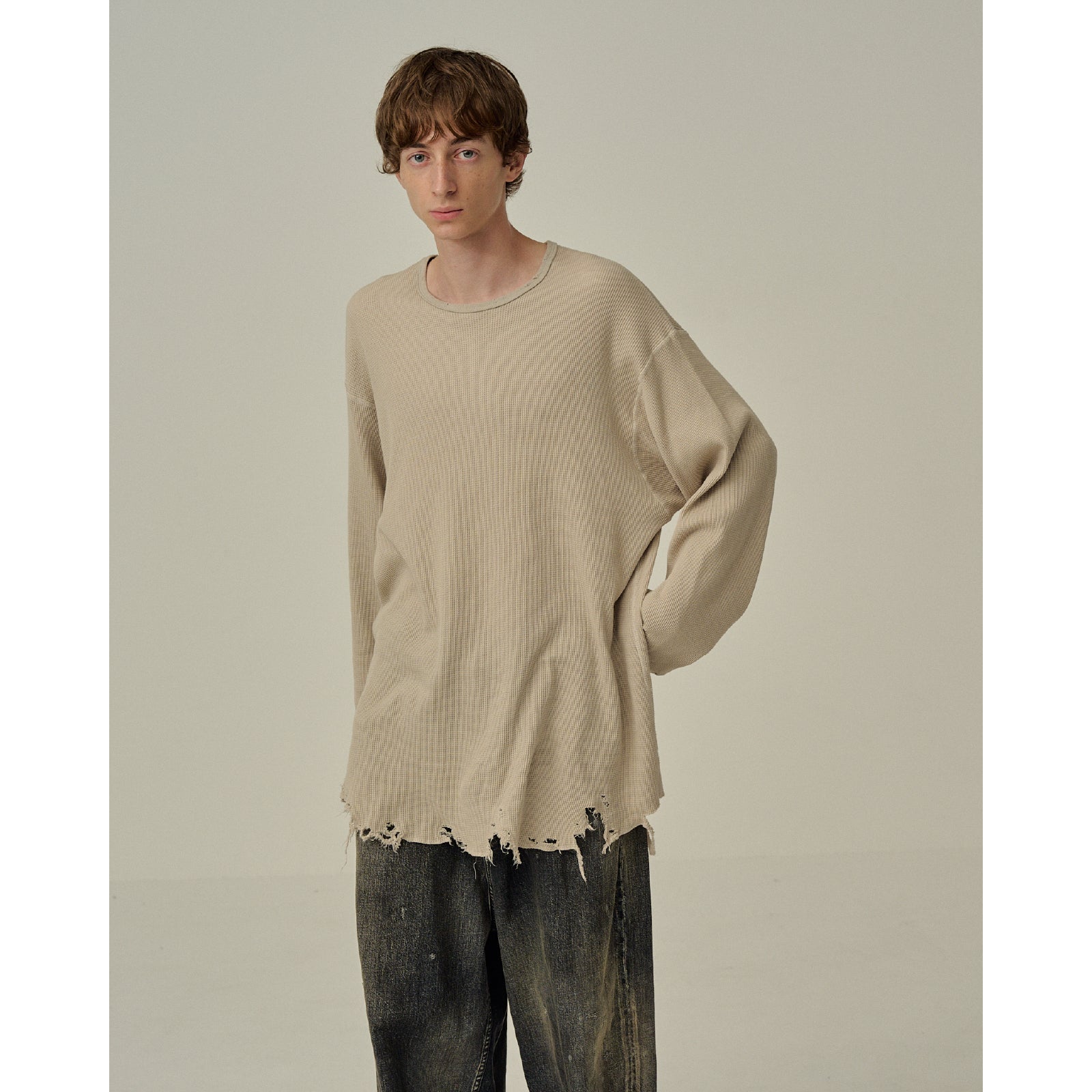 DAMAGE WAFFLE CREW LS T-SHIRT