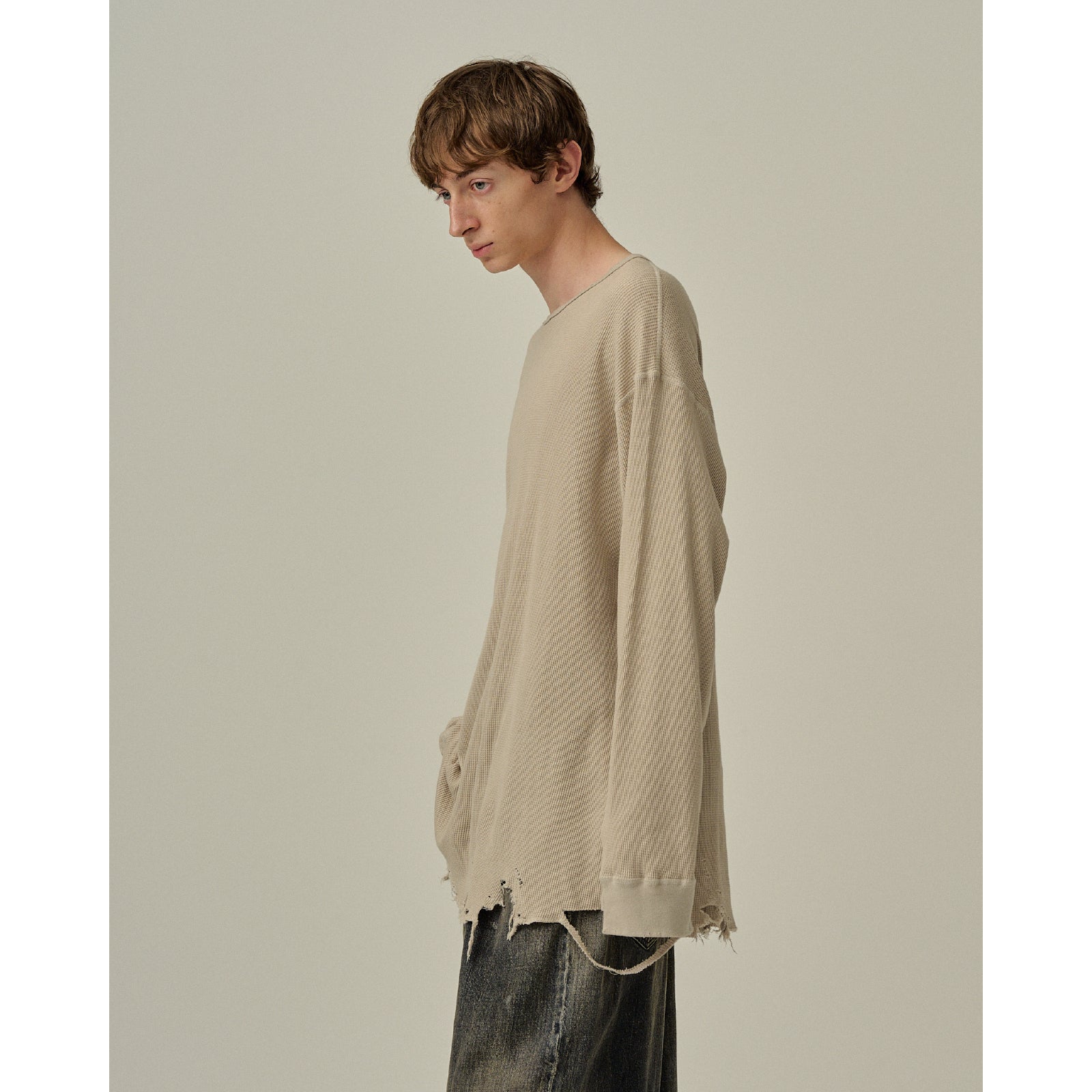 DAMAGE WAFFLE CREW LS T-SHIRT