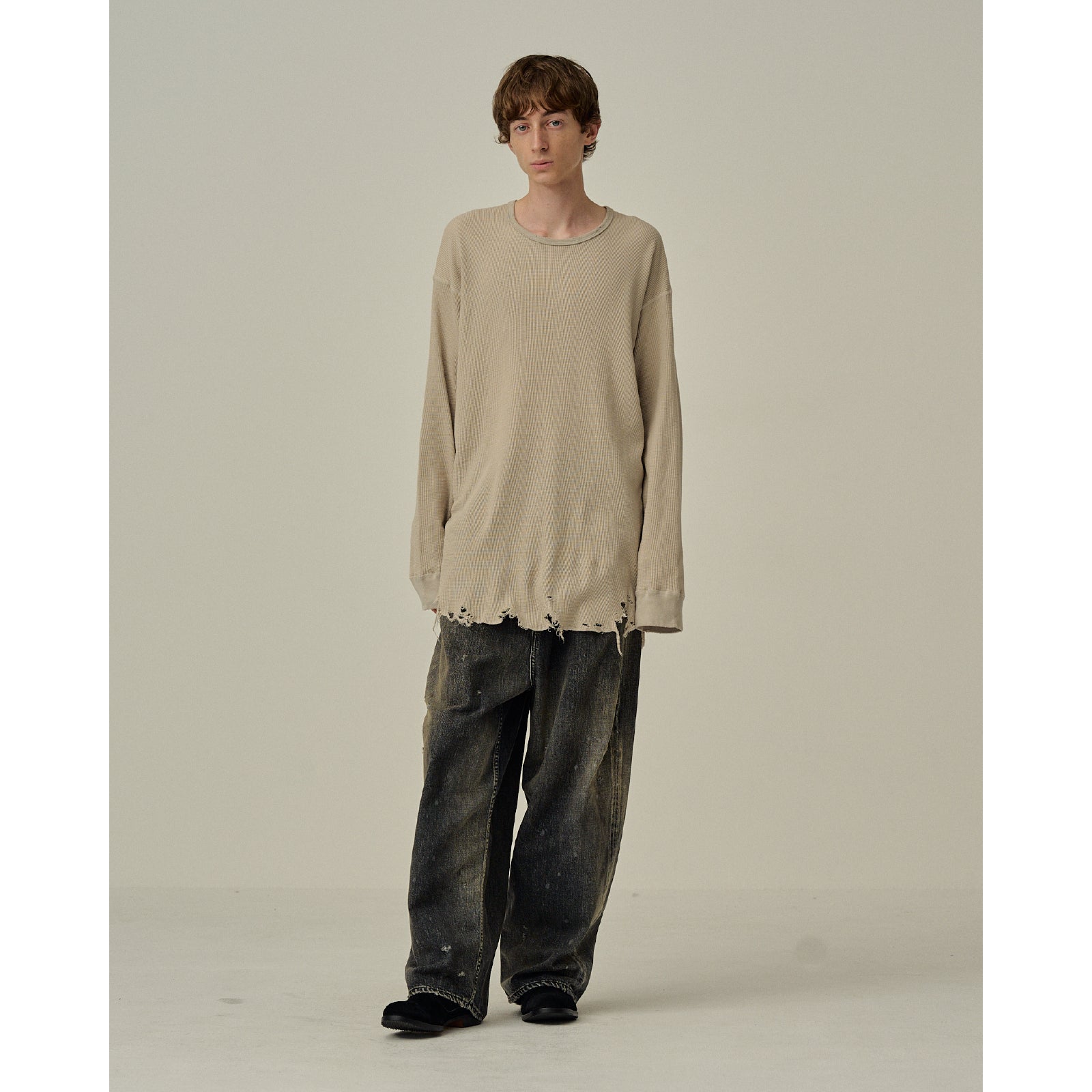 DAMAGE WAFFLE CREW LS T-SHIRT