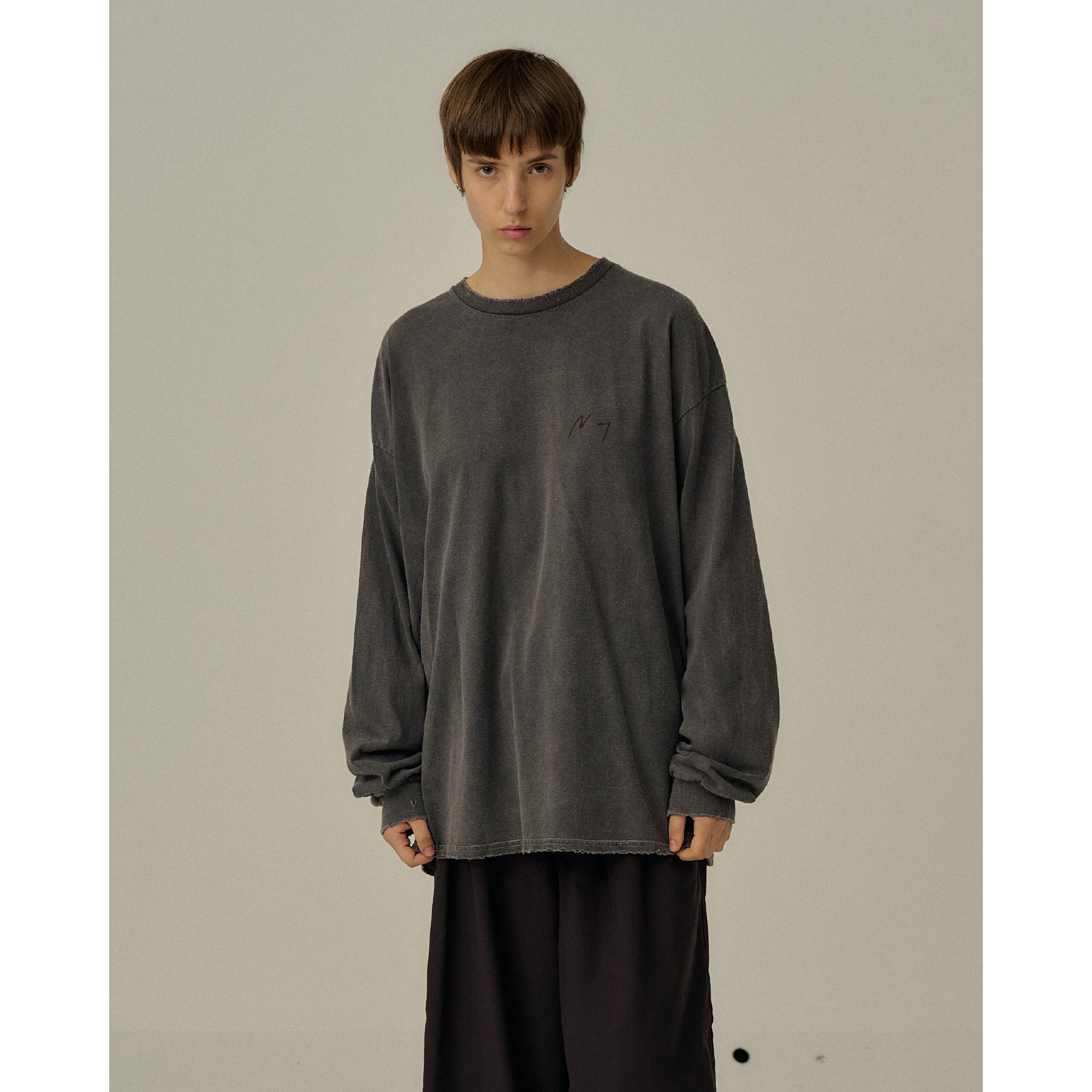 EMBROIDERY DYED LS T-SHIRT