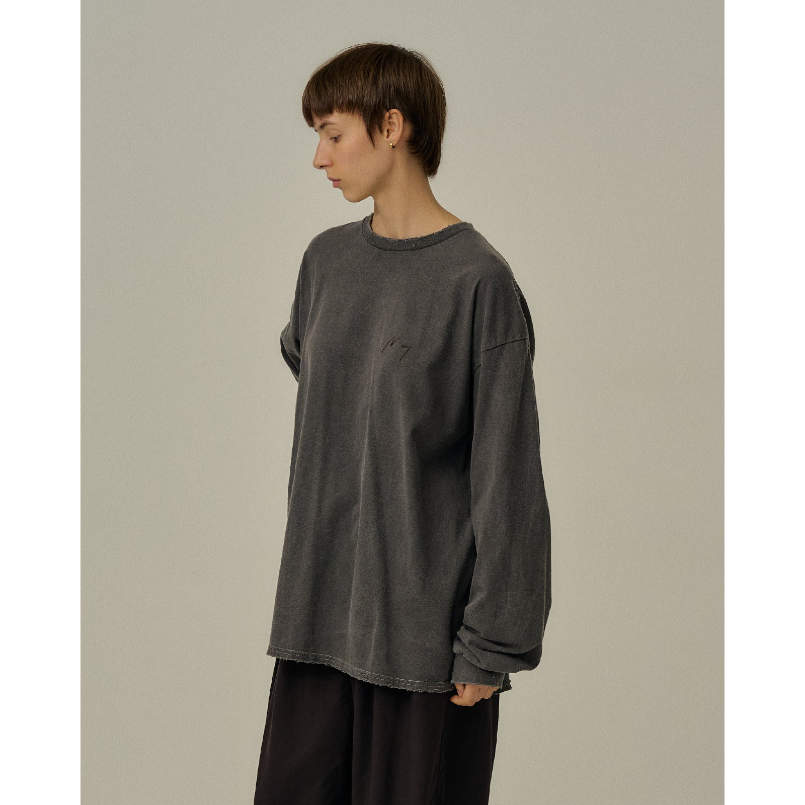 EMBROIDERY DYED LS T-SHIRT