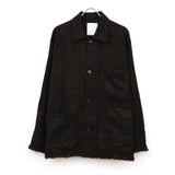 DAMAGE WOOL HERRINGBONE COVER ALL BROWN×BLACK